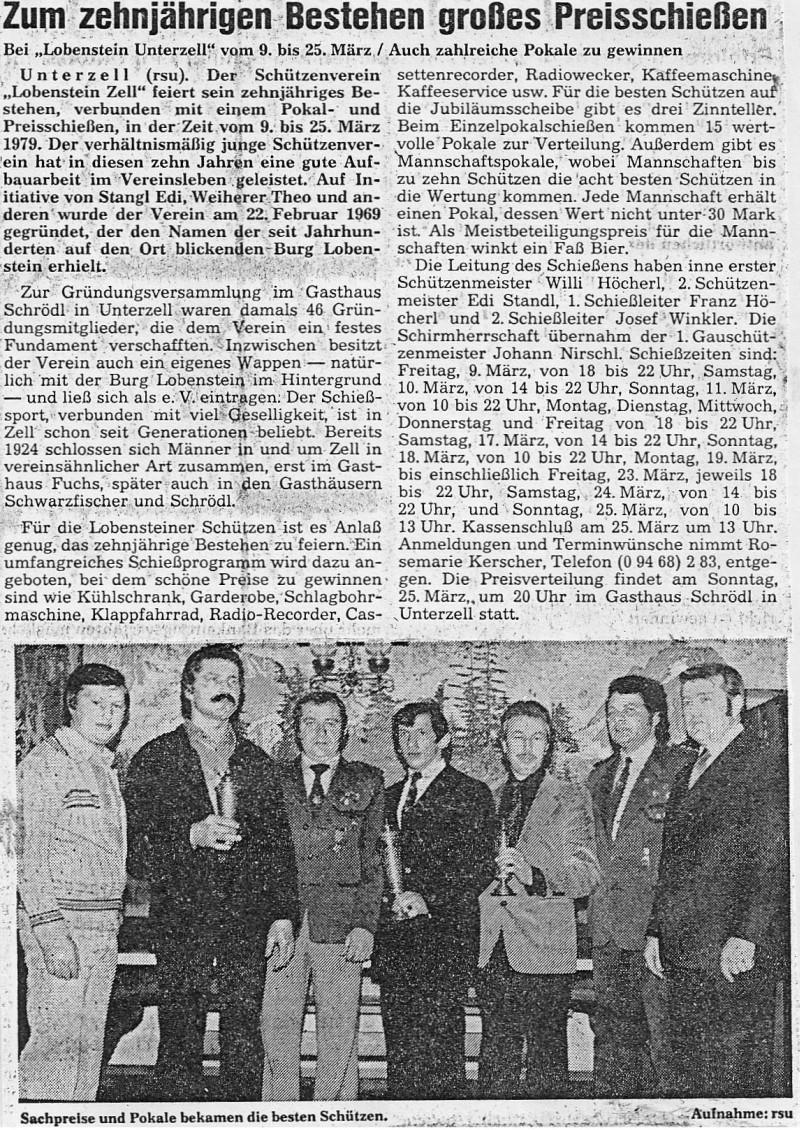 Zeitungsartikel Preisschießen 1979